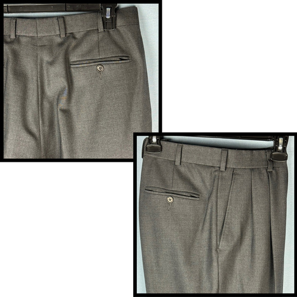 Brooks Brothers 346 Mens Stretch Wool Blend Pleated Cuffed Dress Pants Sz 36x31 - Picture 7 of 7